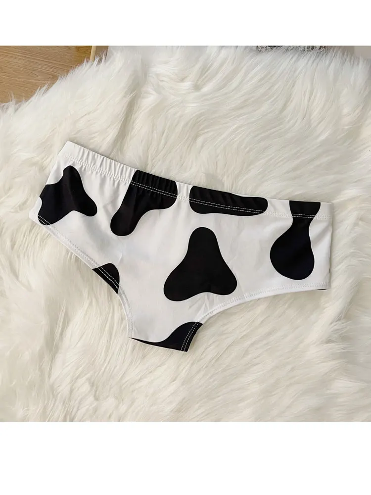 sexy cow print lingerie Cow Print Plush Bra and Panty with Short Hoodie Bikini - Sexy Lingerie Set