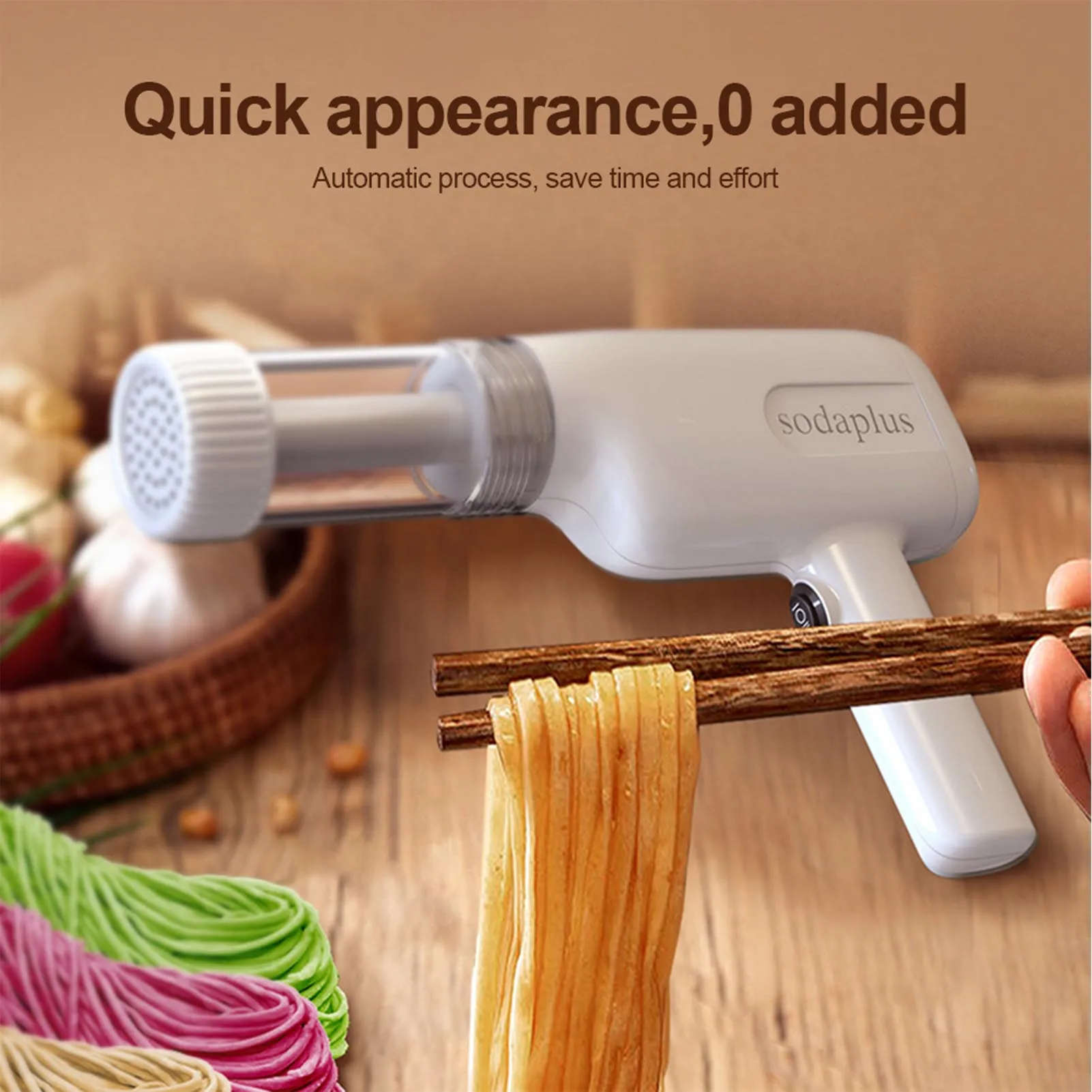 

Automatic Pasta Maker Machine Handheld Electric Noodle Maker 6in 1 Cordless Portable Spaghetti Noodles Maker with Dough Cutter