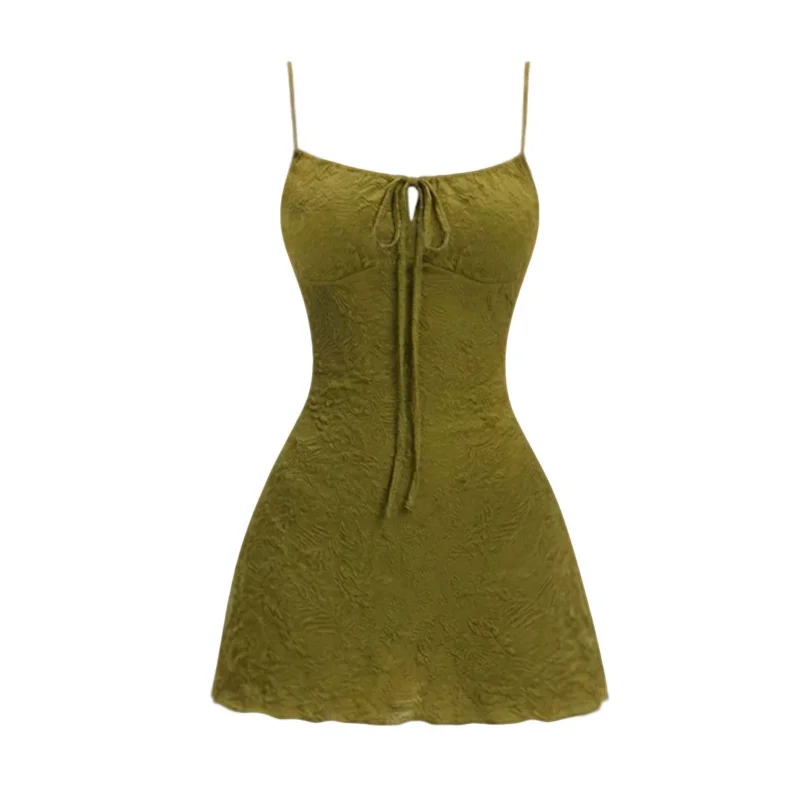 Encaje con Flores Estilo Y2K ​ Vestido sexy tipo slip para mujer, estilo vintage Harajuku, con cordón ajustable, minivestidos, ropa de calle. ​ Vestidos grunge
