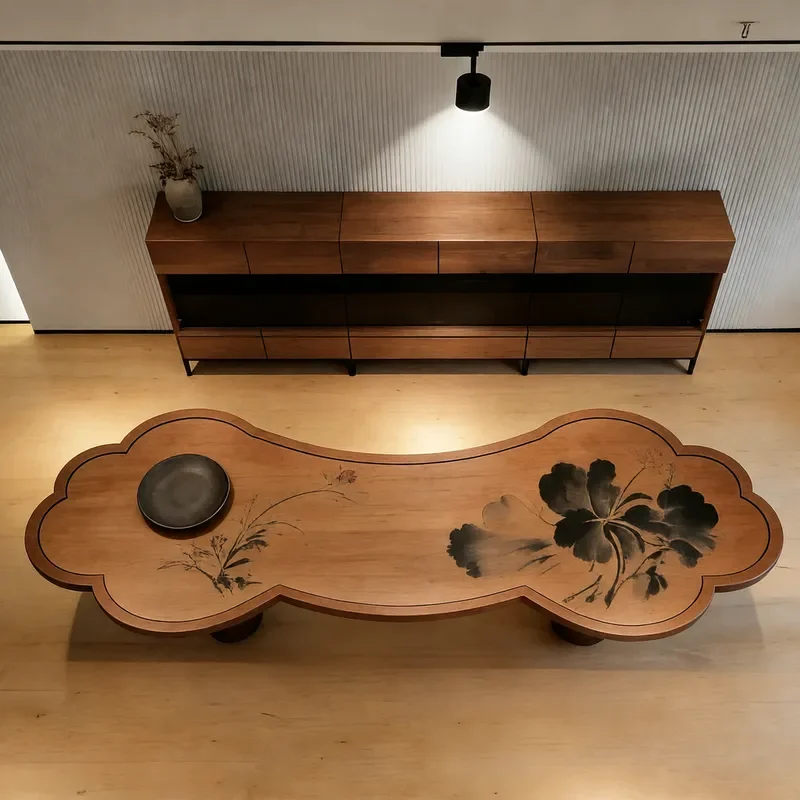 New Chinese Style Aesthetic Tea Table Special Shaped Retro Solid Wood Office Light Luxury Zen Tea Table
