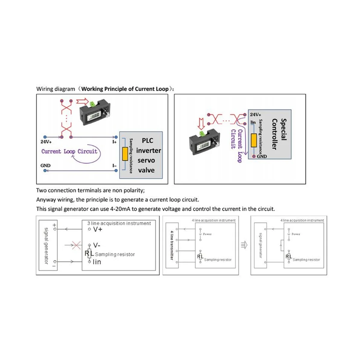 New 2-Wire 4-20MA Current Signal Generator Panel-Mounted Current Loop Generator 4 to 20MA Simulator High Precision