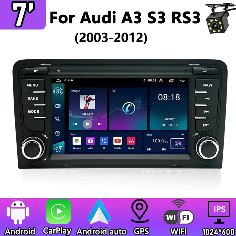 For Audi A3 8P 2003-2011 S3 RS3 Sportback Multimedia GPS Autoradio Player Wireless Carplay Android Auto Car Radio Android