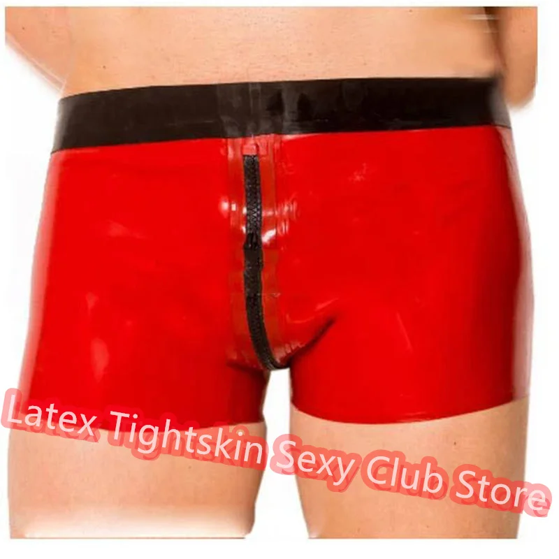 

Men Latex Panties Boxer with Zip Front To Back Sexy Fetish Shorts Handmade Underwear Club Wear for Men Cosplay Costumes