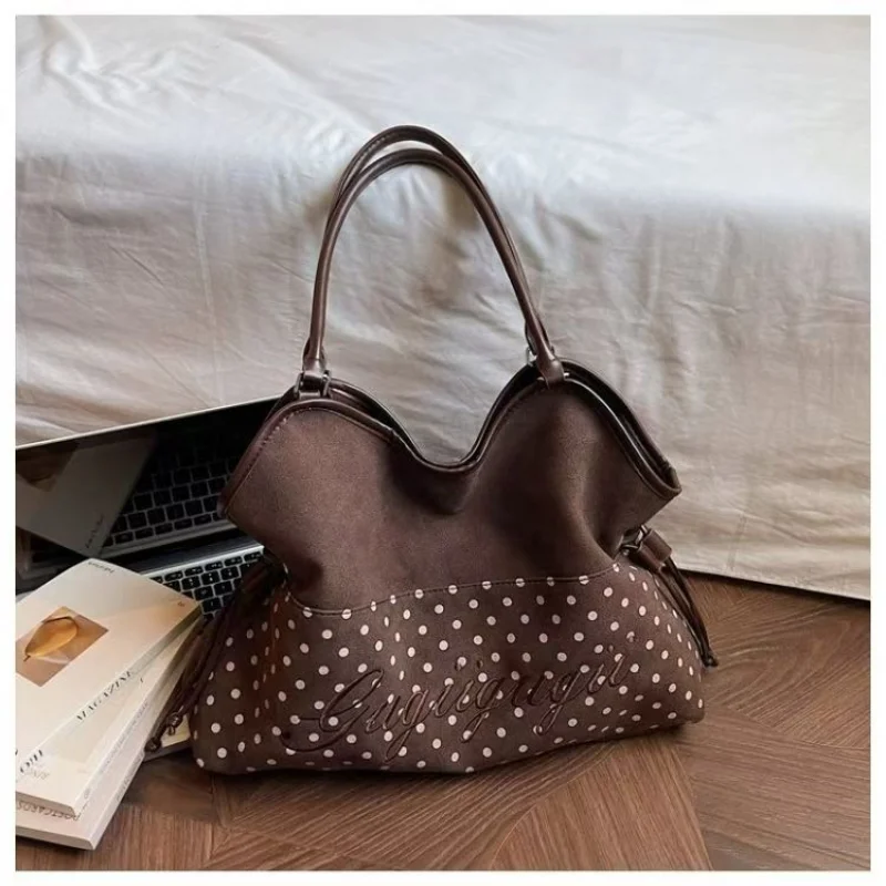 

Brand Polka Dot Patchwork Tote Bag, Wing-shaped Small Handbag, Fashion Women's Cool Underarm Shopping Bag, Unique Design Purse