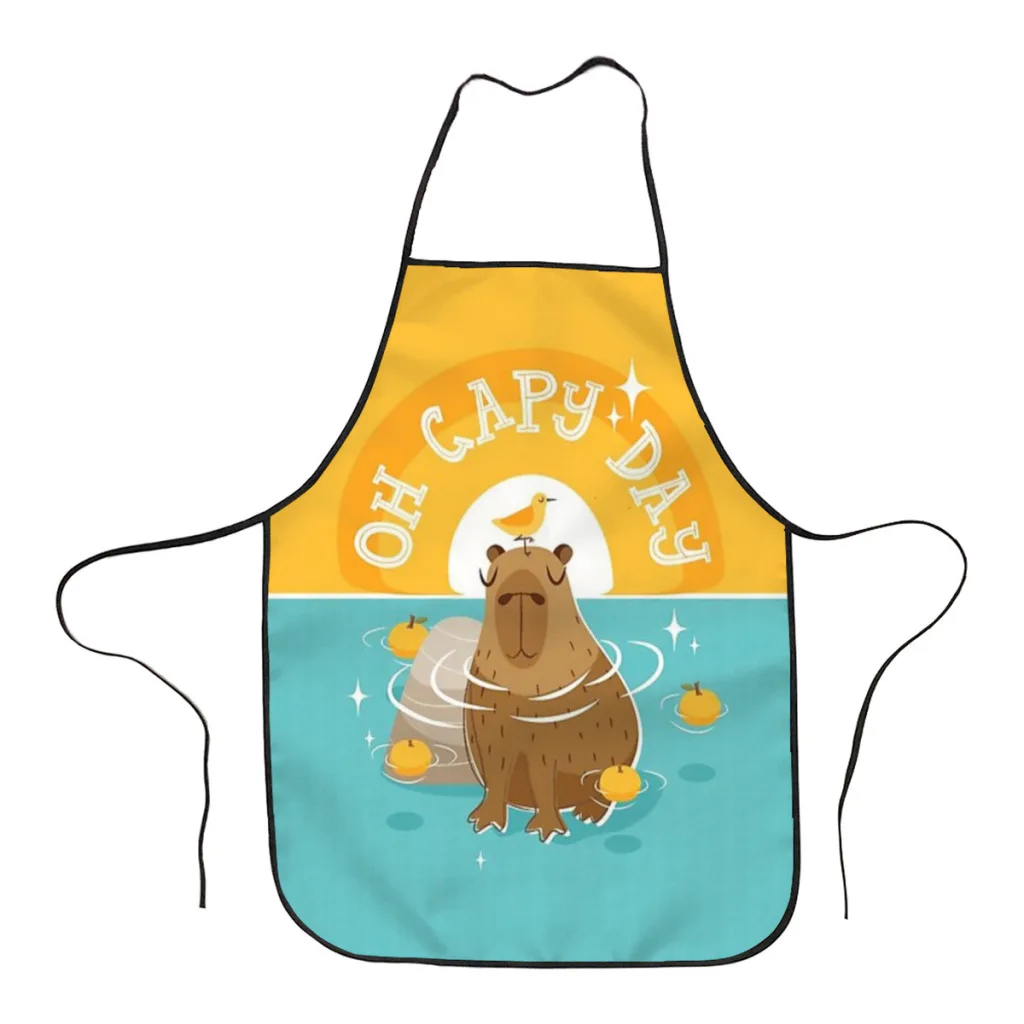 

Oh Capy Day Kitchen Women Apron Household Cleaning Composite Pinafore Salon Home Cooking Baking