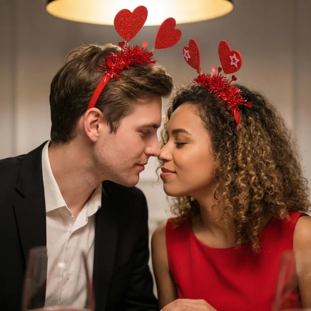 

Sweet Headdress Valentine's Day Hair Hoop LOVE Sequins Red Heart Headband Red 22CM Shining Heart Hairband Men/Women