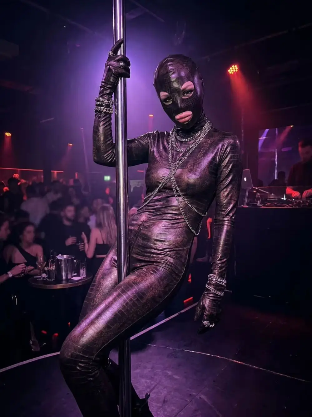 Unisex Coated Faux PU Leather Catsuit Bodystocking Hooded Zentai Zipper Crotch Bodysuit Tight Leotard Conjoined Cosplay Jumpsuit