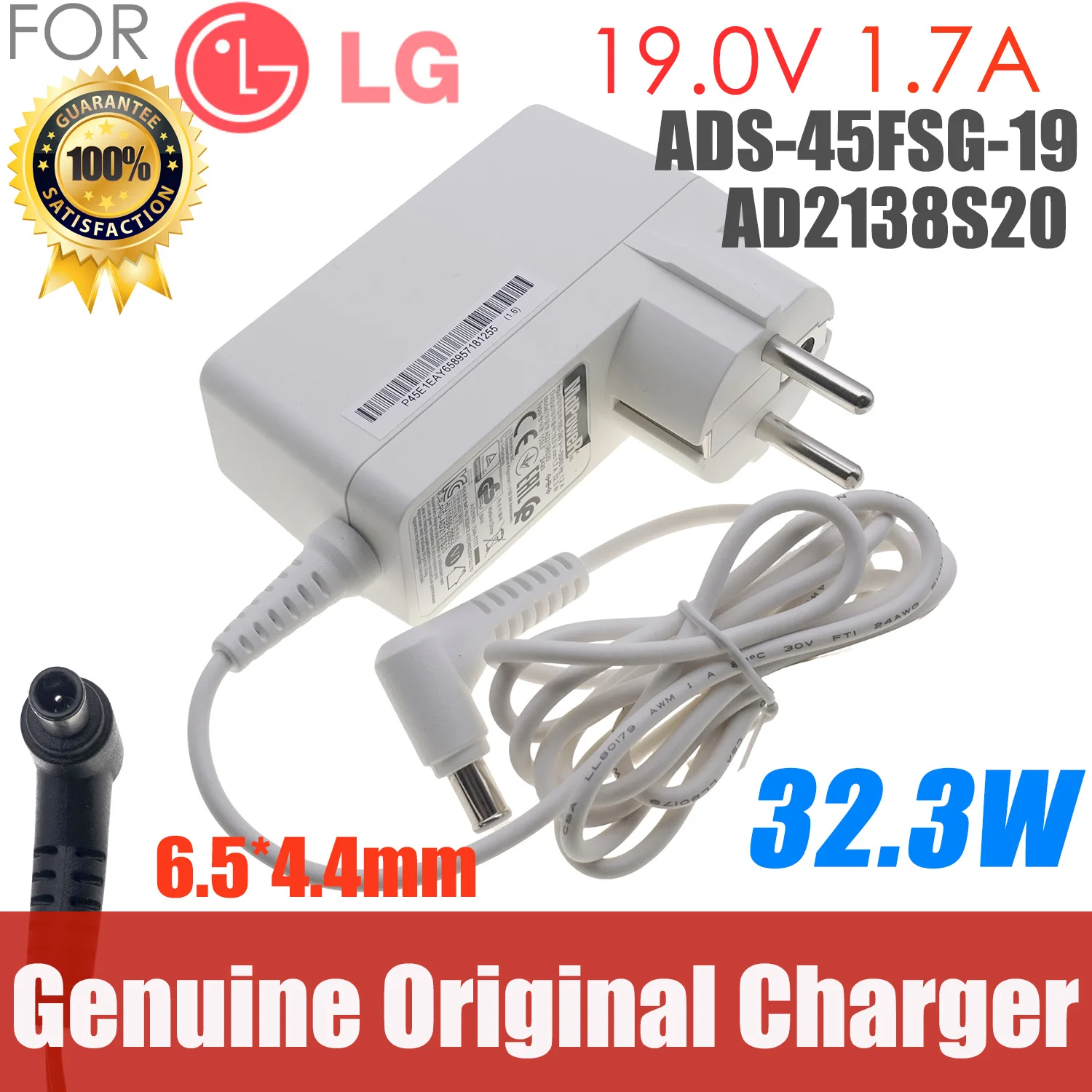 

19V 1.7A ADS-40SG-19-3 19025G Switching Adapter For LG Monitor EAY62549201 22MP58VQ-P 22MP48HQ-P 24M38H-B LCAP21 22MP58VQ