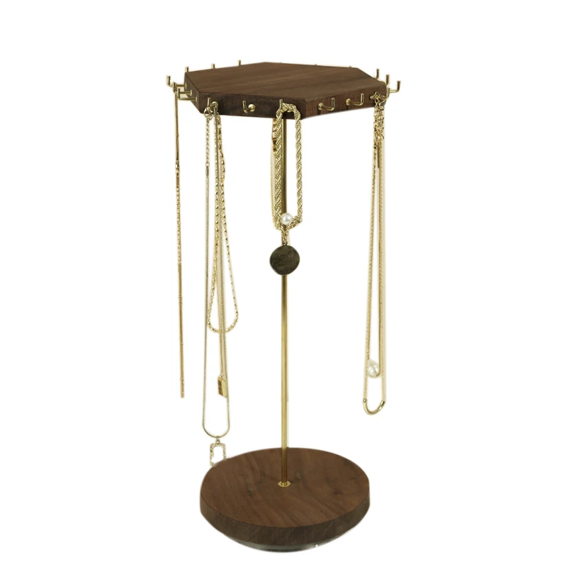 

Jewelry Display Rack Bracelet Hanger Black Walnut Rotatable Necklace Storage Display Rack