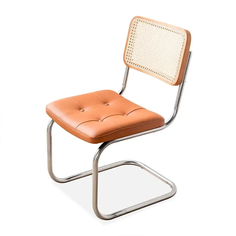 

French Medieval Design High Back Comfortable Restaurant Cafe Arch Metal Leg Solid Wood Cane Office Negotiation Chair