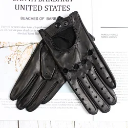 Goat Leather Driver Driving Gloves Women's Single-Layer Unlined Fashion Hollow Thin Section Summer Motorcycle Riding