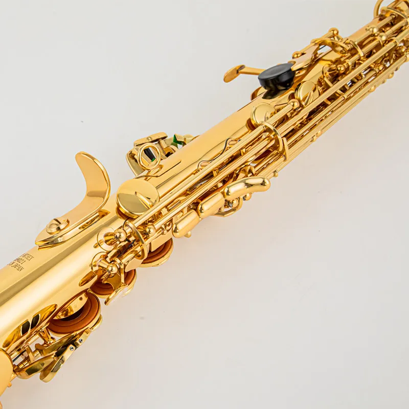 Made in Japan 875EX Soprano Saxophone B-Flat Straight Gold Lacquered Body musical instrument professional with Case Accessories