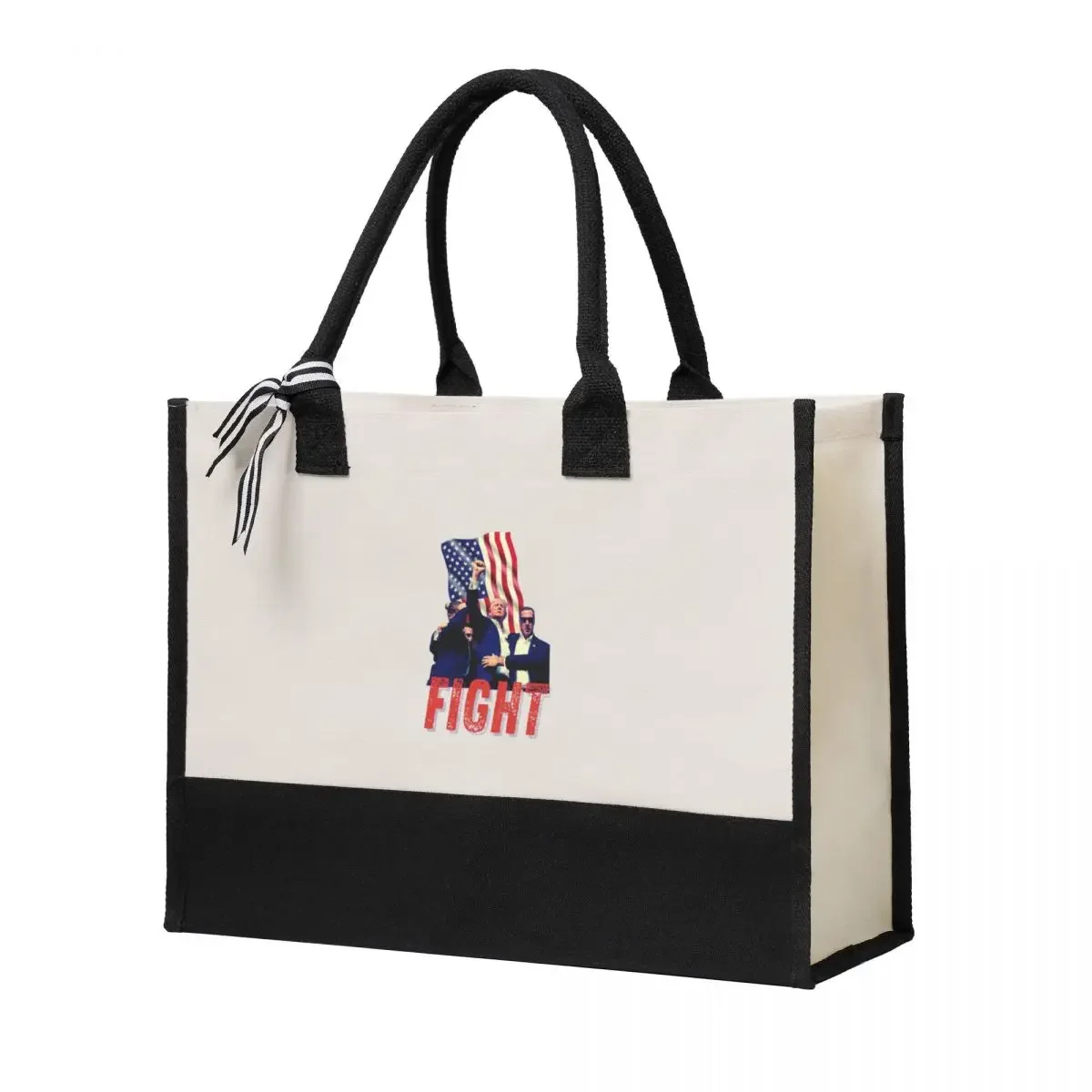 

Canvas Gift Shopping Bag Trump Fight 2024 Canvas Large Capacity Bag Customizable Quality Gifts