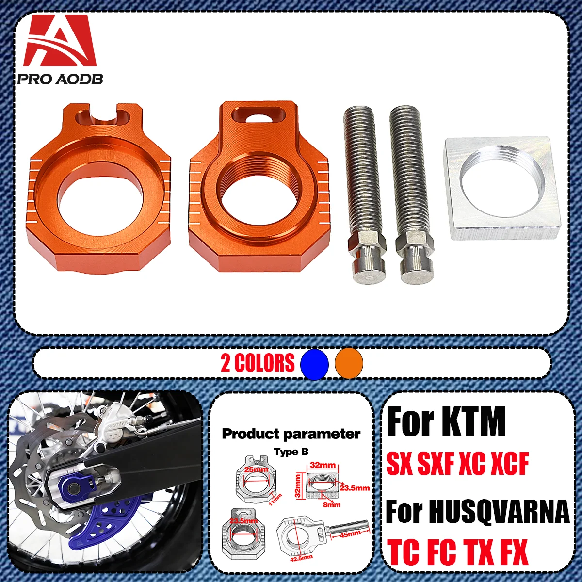 25mm CNC Motocross Rear Chain Adjuster Axle Blocks For KTM SX SXF XC XCF Husqvarna TC FC TX 125 150 250 300 350 450 Accessories