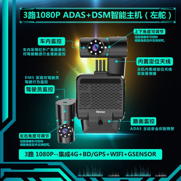 Enregistreur de conduite Intelligent AI Dashcam 4g Dashcam de voiture Wifi DVR avec contrôleur de voiture Gps ADAS DSM