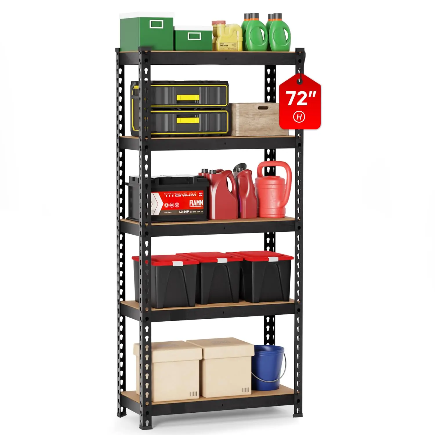 

Storage Shelves 5 Tier Garage Shelving Heavy Duty Storage Rack, Adjustable Metal Shelving Unit, Garage Shelves for, Customized