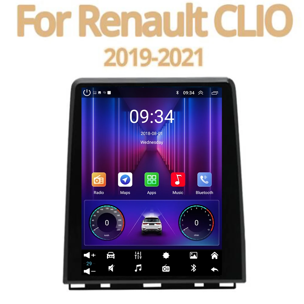 Android 14 Carplay For RENAULT CLIO 5 2019 2020- 2030 Tesla Style 9.7Inch Car Multimedia Player 5G Wifi Navigation Touch Display