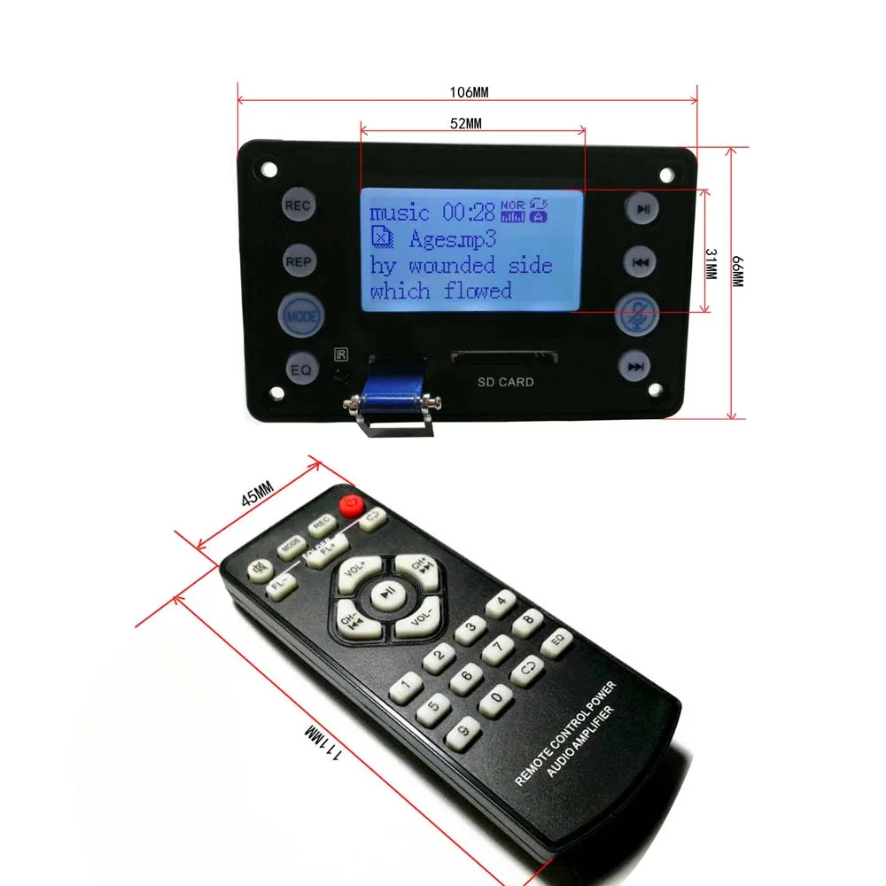 Digital LCD Bluetooth 4.2 MP3 Decoder Board Audio WAV WMA APE music Player FM Radio Lyrics display + remote  FOR POWER Amplifier