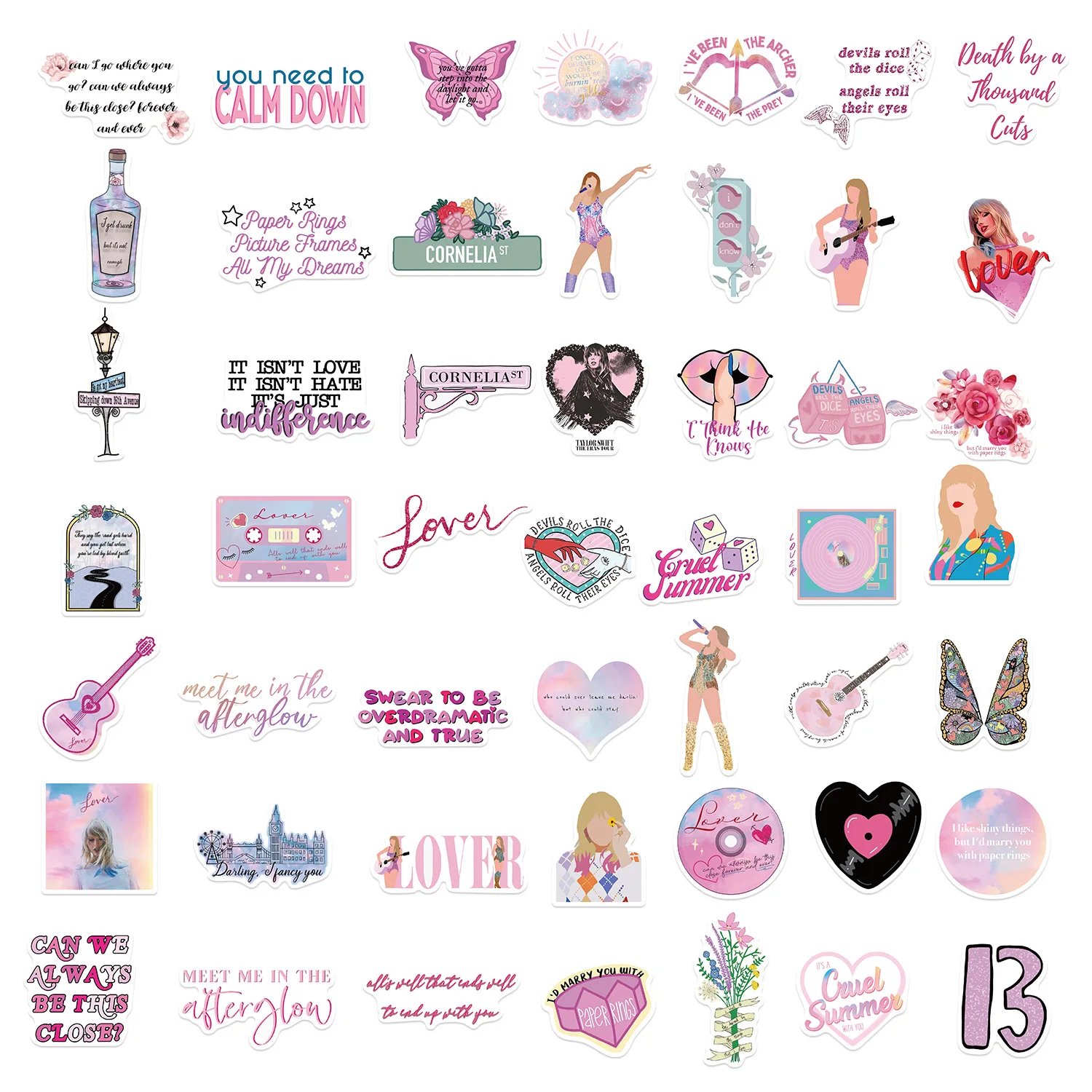 10/50PCS Nieuwe Taylor Hot Singer Stickers Roze Decoratieve Graffiti Decoratief Speelgoed Cadeau DIY Koelkast Water Cup Gitaar fiets