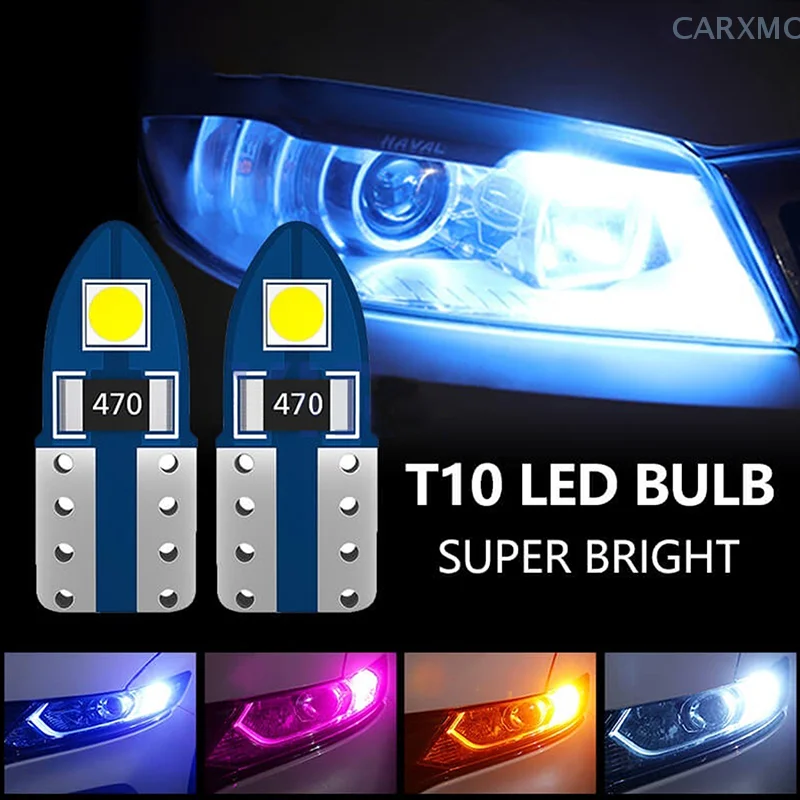 2Pcs T10 LED Bulb High Brightness Wide Lights Car Auto Sidemarker Parking Width Interior Dome Lights 3030-2SMD Reading Lamps