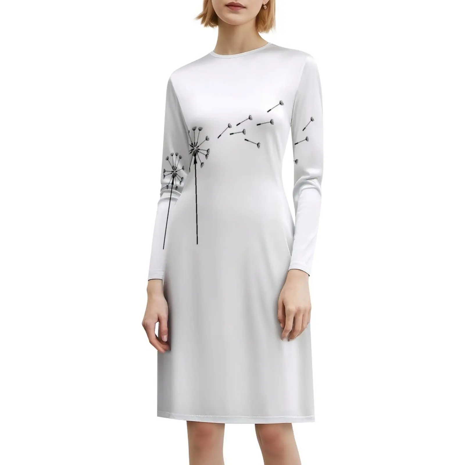 تي شيرت وهدايا بذور الهندباء فستان نسائي على الطراز الكوري للنساء فستان كاجوال أنيق للحفلات أو الارتداء اليومي رغبات الهندباء #6