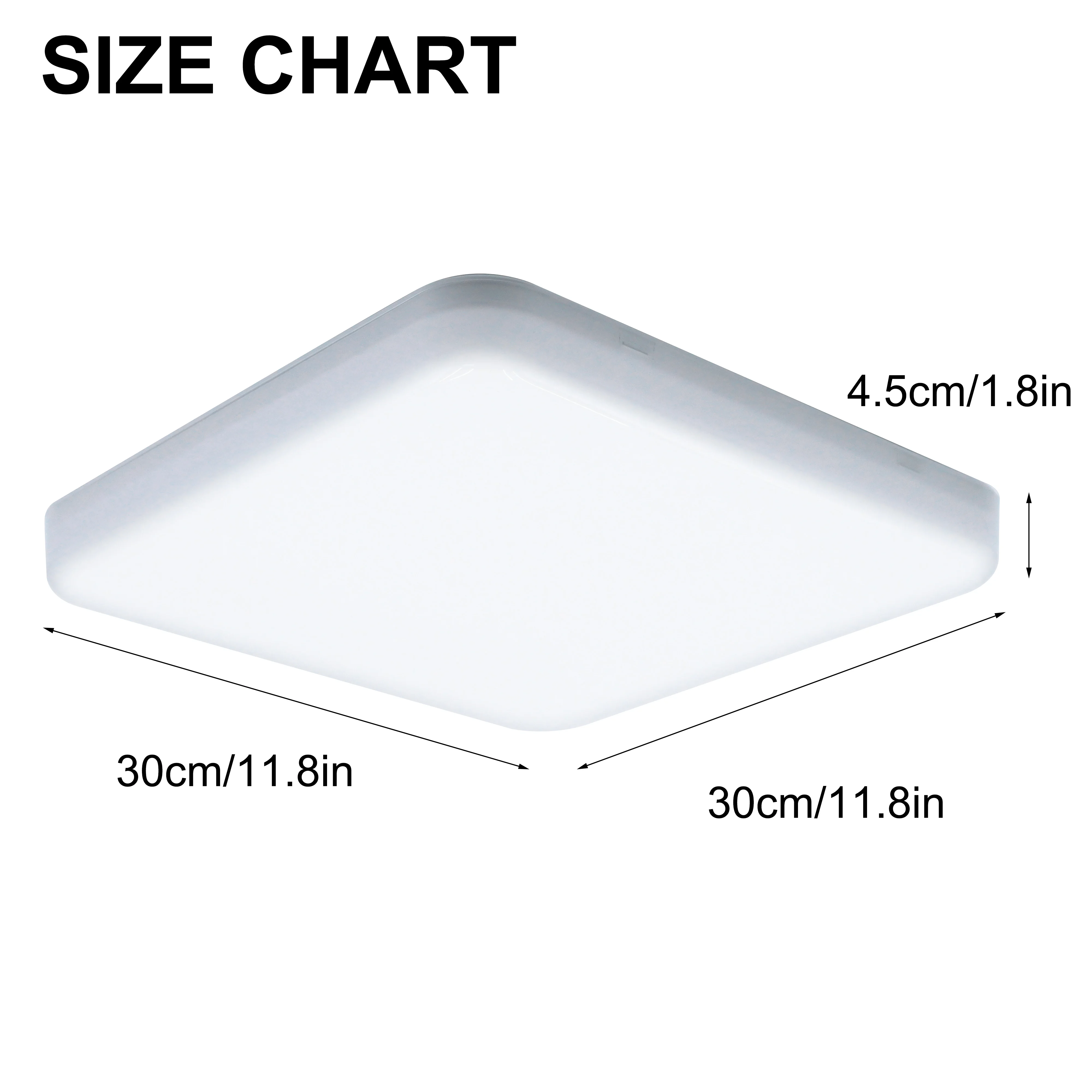 12 Inch Square LED Ceiling Light 18W 3000LM 6000K No Flicker Suitable for Corridors And Kitchen Embedded Square LED Lighting