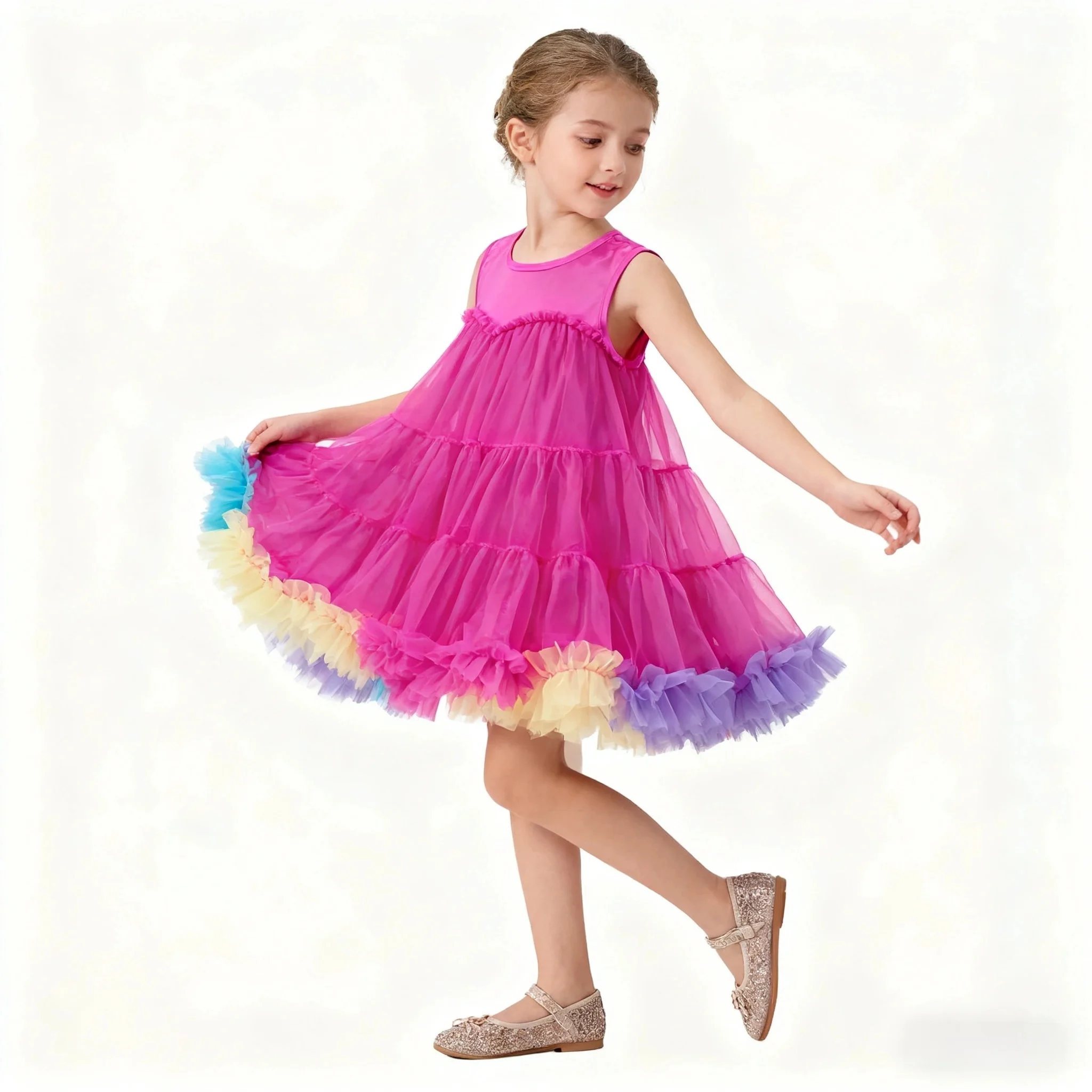 Girls Tutu Dress - Ballerina Princess Twirl Dance Skirt for Toddler Kids 2-6 Years