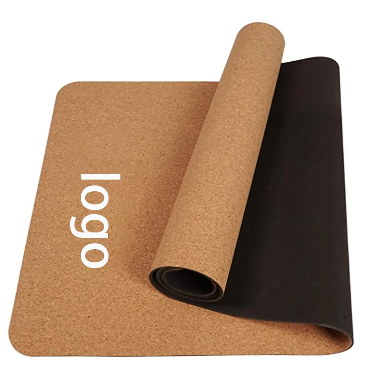 

High Quality Fitness Nature Rubber Custom Printed logo Design Cork Yoga Mat