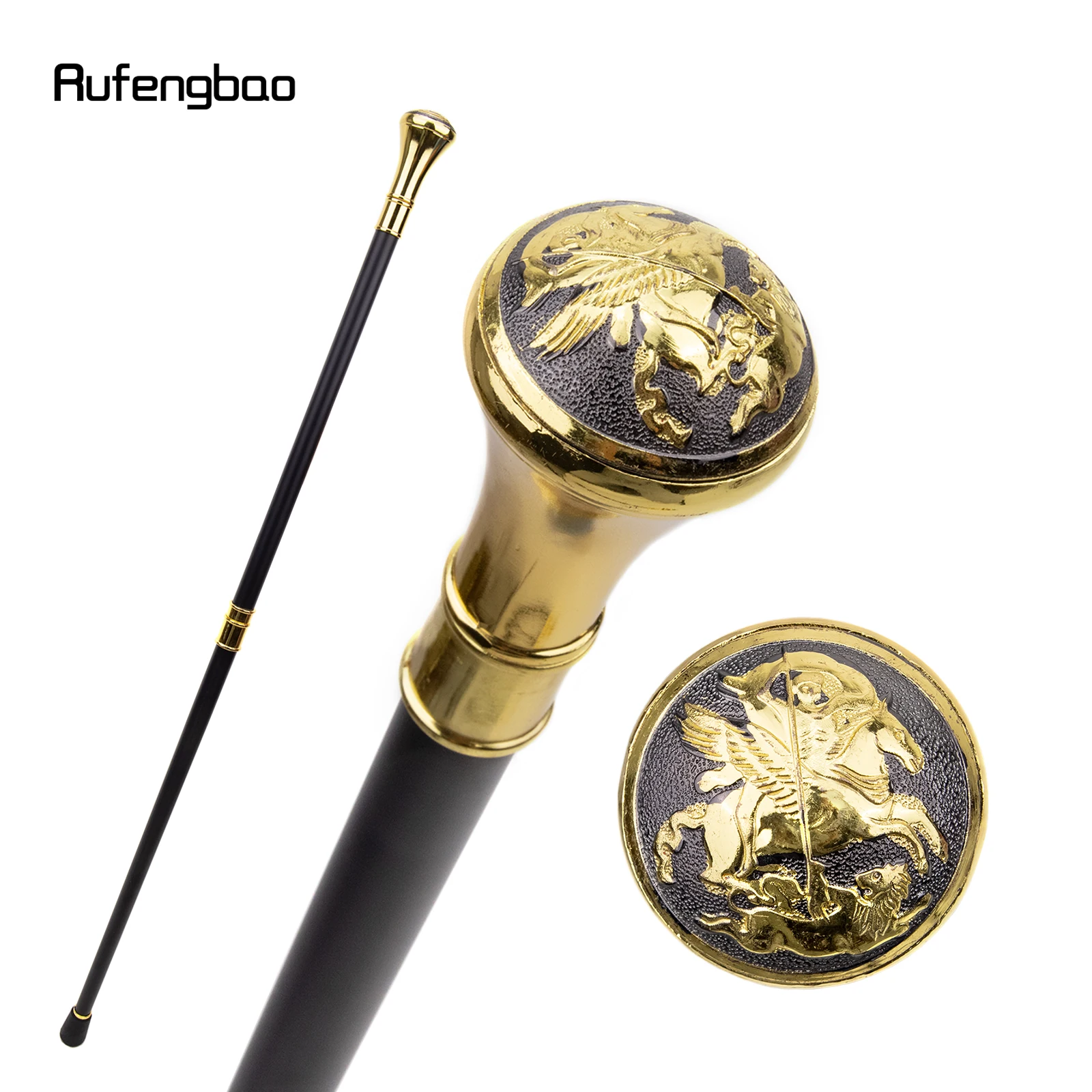 Golden Greek Mythology Hercules Totem Relief Walking Cane Fashion Walking Stick Gentleman Luxury Crosier Knob Walking Stick 93cm