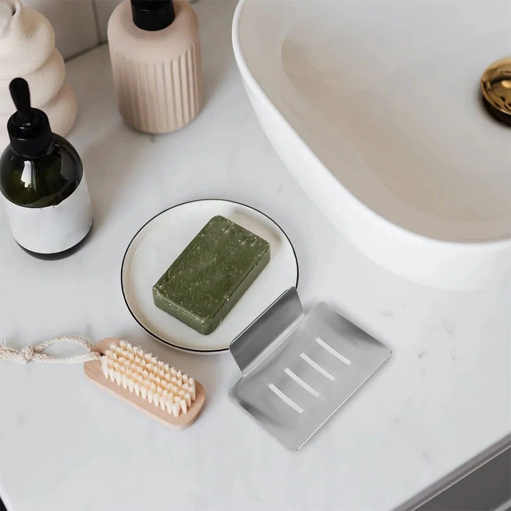 

Stainless Steel Dish Draining Soap Holder For Bathroom Kitchen Shower Wall Mounted Soap Tray Organizer No Adhesive