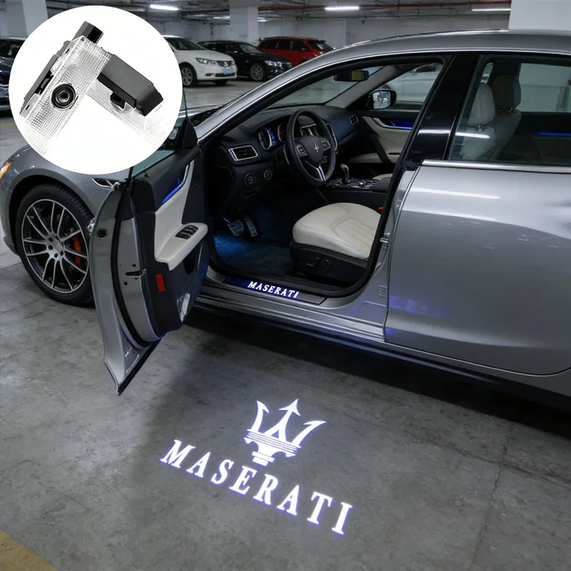 2PCS Luzes de Boas-Vindas LED para Porta de Carro, Projetor de Sombra Fantasma para Maserati Quattroporte Ghibli Levante 2009-2019