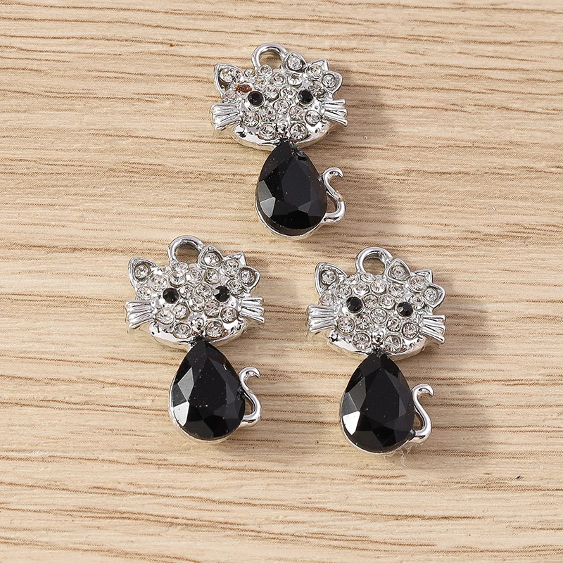 10 stücke 13x22mm Cartoon Kristall Tier Katze Charms Anhänger für Schmuck machen Frauen Mode Ohrringe Halsketten DIY Handwerk liefert – Detail 10
