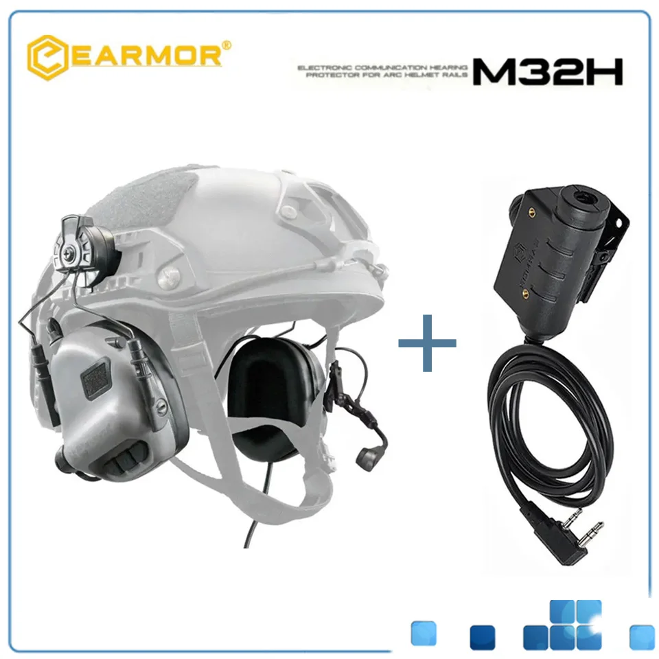 EARMOR Tactical Headset M32H & M51 Kenwood PTT Adapter with Baofeng Radio Communication