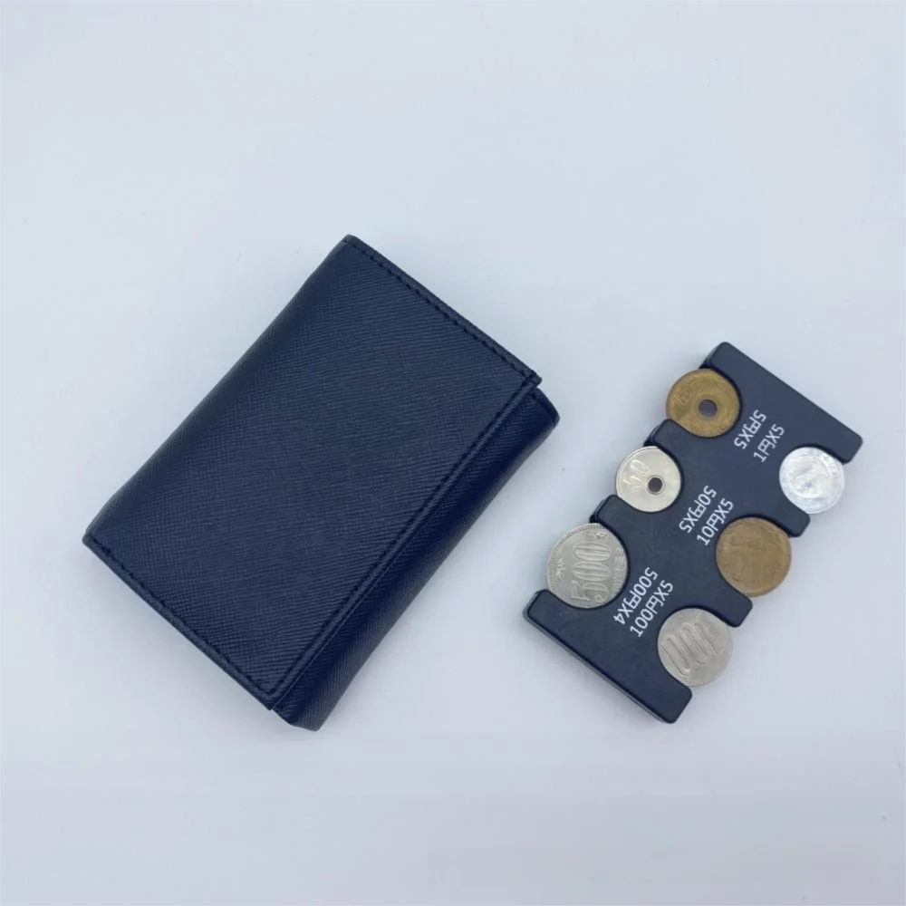 

Portable Tri-fold Coin Purse with Buckle Anti Loss 2-In-1 Coin Clip Organizer Zipper Bag Multi-functional Men's Small Wallet
