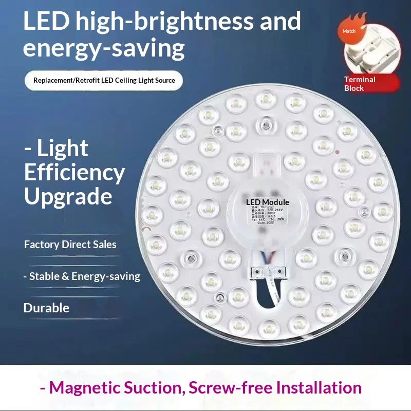 Modern Aluminum Magnetic Round LED Panel Ceiling Light Replacement Module Eye Care Energy Saving Home Office Lighting Core