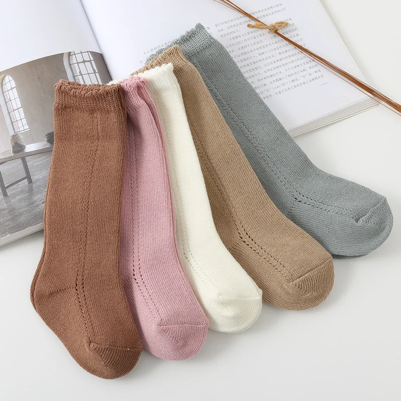 Fashion Baby Boys Socks Knee High Sock Soft Cotton Toddlers Kids Girls Long Socks Hollow Out Children Socken For 0-3 Years