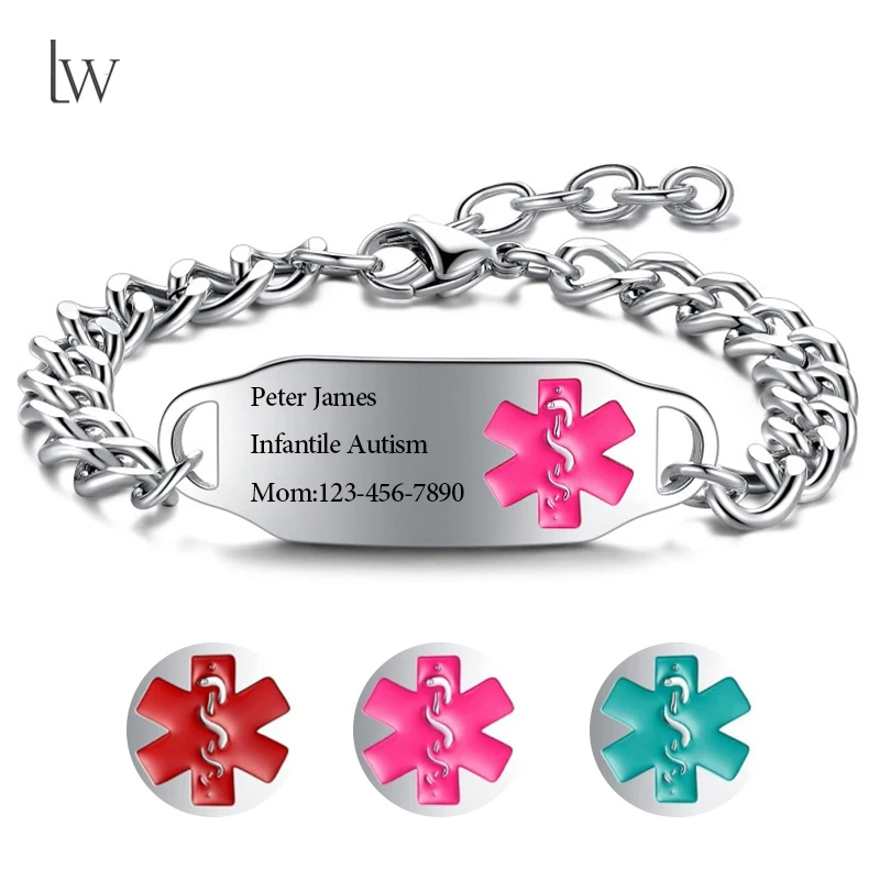 

Custom Medical Alert Bracelet for Men Women Personalized Engrave Stainless Steel Medical ID Bracelets 6.5-8.5 Inch Wristband