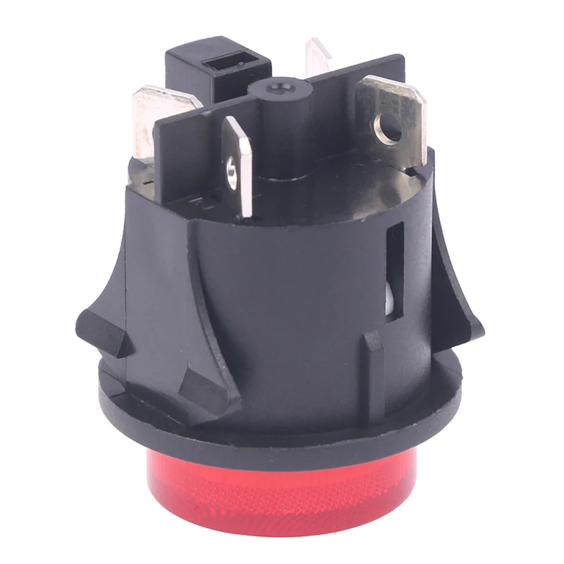 Red Push Button Switch With Light 4 Pins Touch Power 16A 250V Electrical Round Rocker 28*23.2mm PS18-16-2