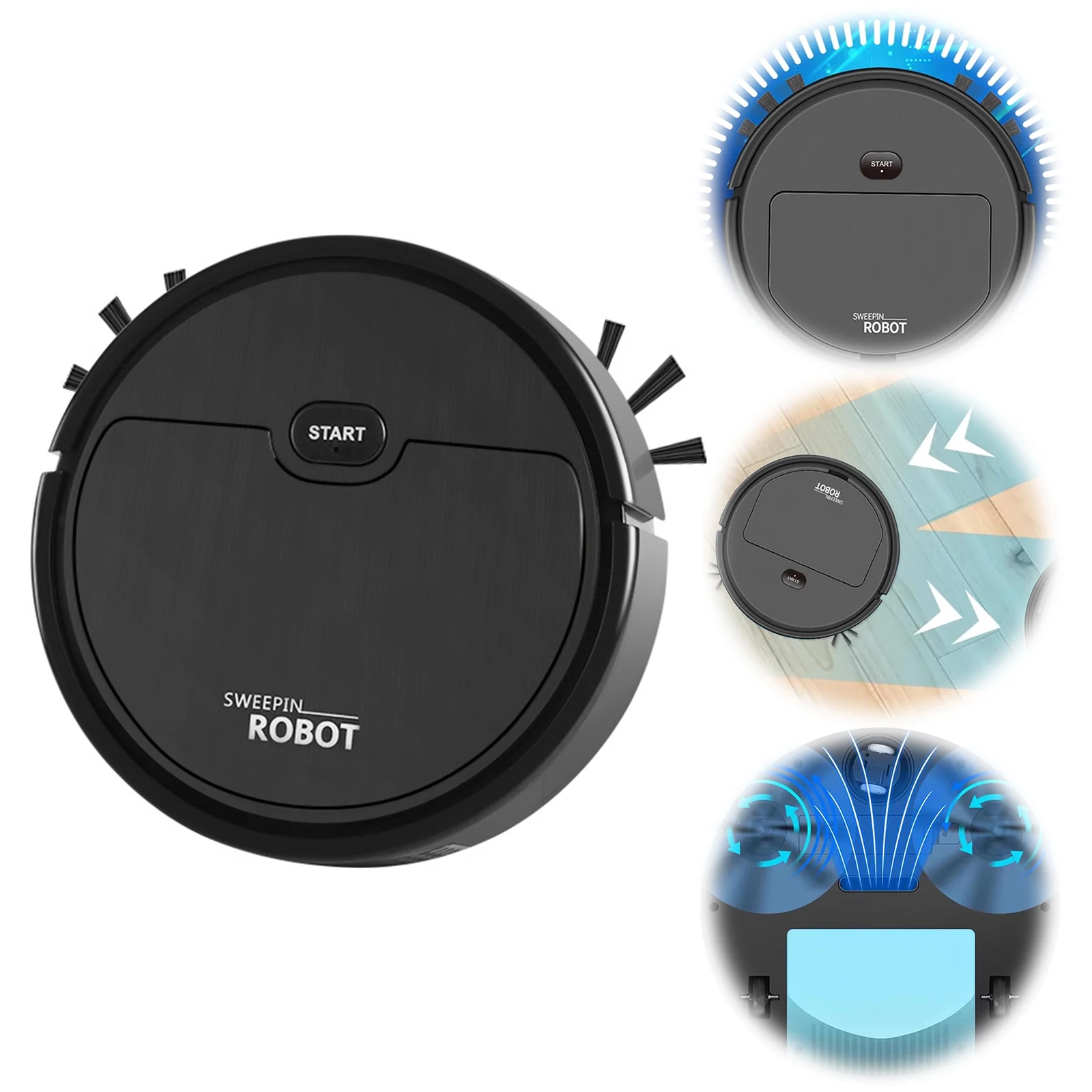 

3-in-1 Smart Navigation Robot Vacuum Cleaner Ultra Thin Cleaner USB Rechargeable Robot Vacuum Low Noise for Hardwood Floor Tile