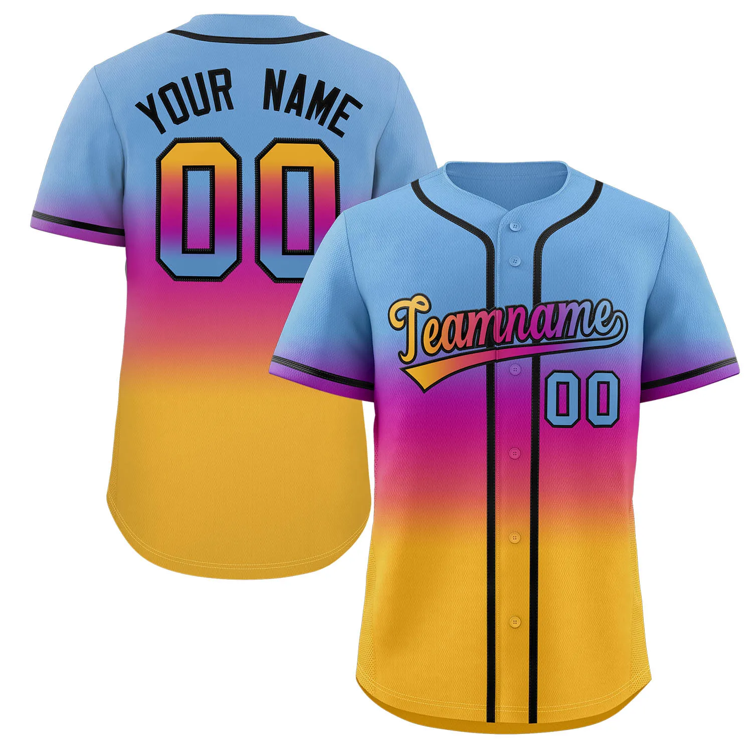 Personalized Custom Baseball Jersey Gradient Color Creative Design Baseball Shirt Adult/Child Softball Game Training Uniform