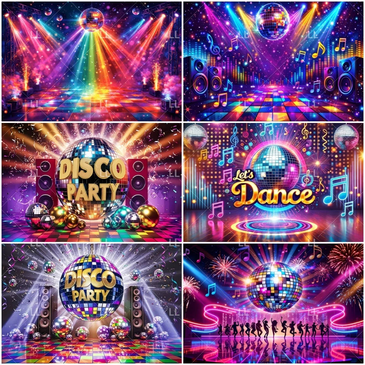 

Retro Disco Party Supplies Adults Dance Floor Multicoloured Light Ball Music Backdrop Stage Background Decor Photo Studio Props