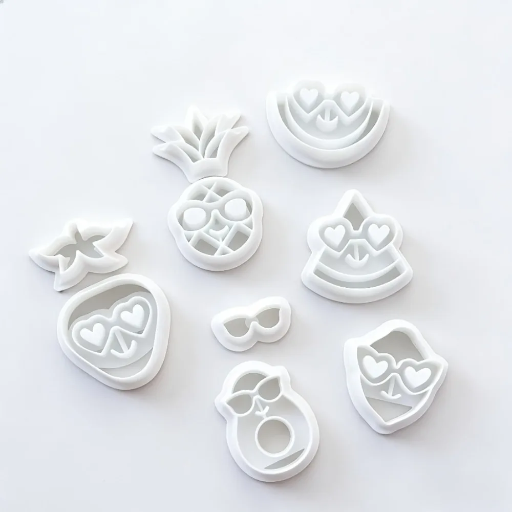 9Pcs Summer Cute Tropical Fruit Sunglasses Polymer Clay Cutters Set DIY Earrings Jewelry Making Hand Tool  Mold - view 6