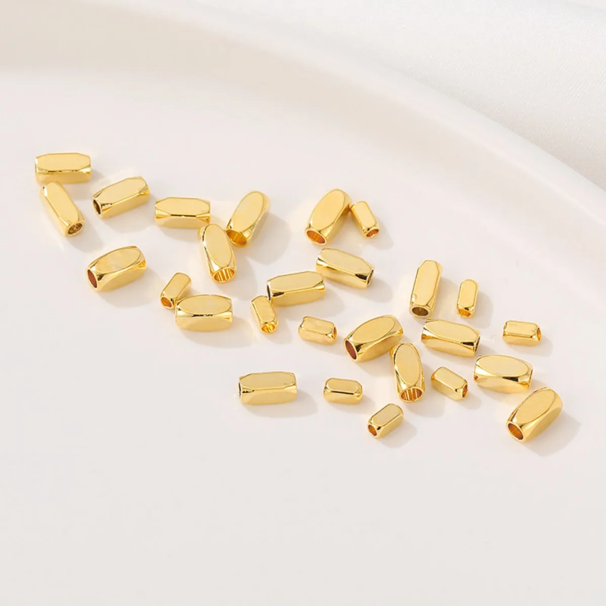 14K Gold Plated Color Retention Long Strip Rounded Edge Spacer Loose Beads DIY Bracelet Necklace Jewelry Findings