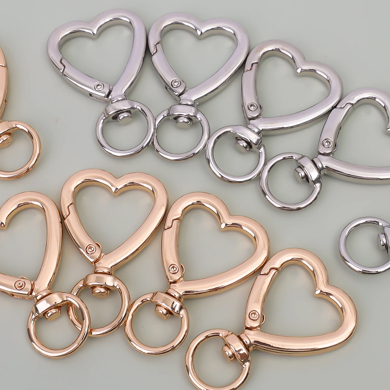 Heart Spring Gate Key Rings Openable Keychain DIY Bag Strap Dog Chain Buckles Snap Closure Clip Trigger Snap Hooks Accessories