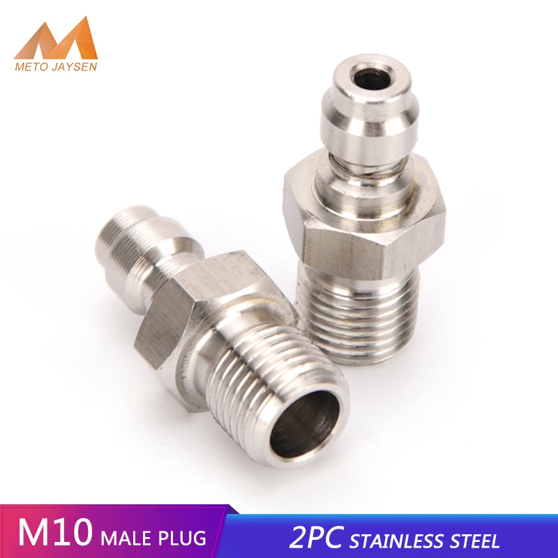 

2pcs 8MM M10x1 Thread Stainless Steel Quick Coupler Filling Head Plug Adapter Quick Connect Fittings Couplings Air Pumps Parts