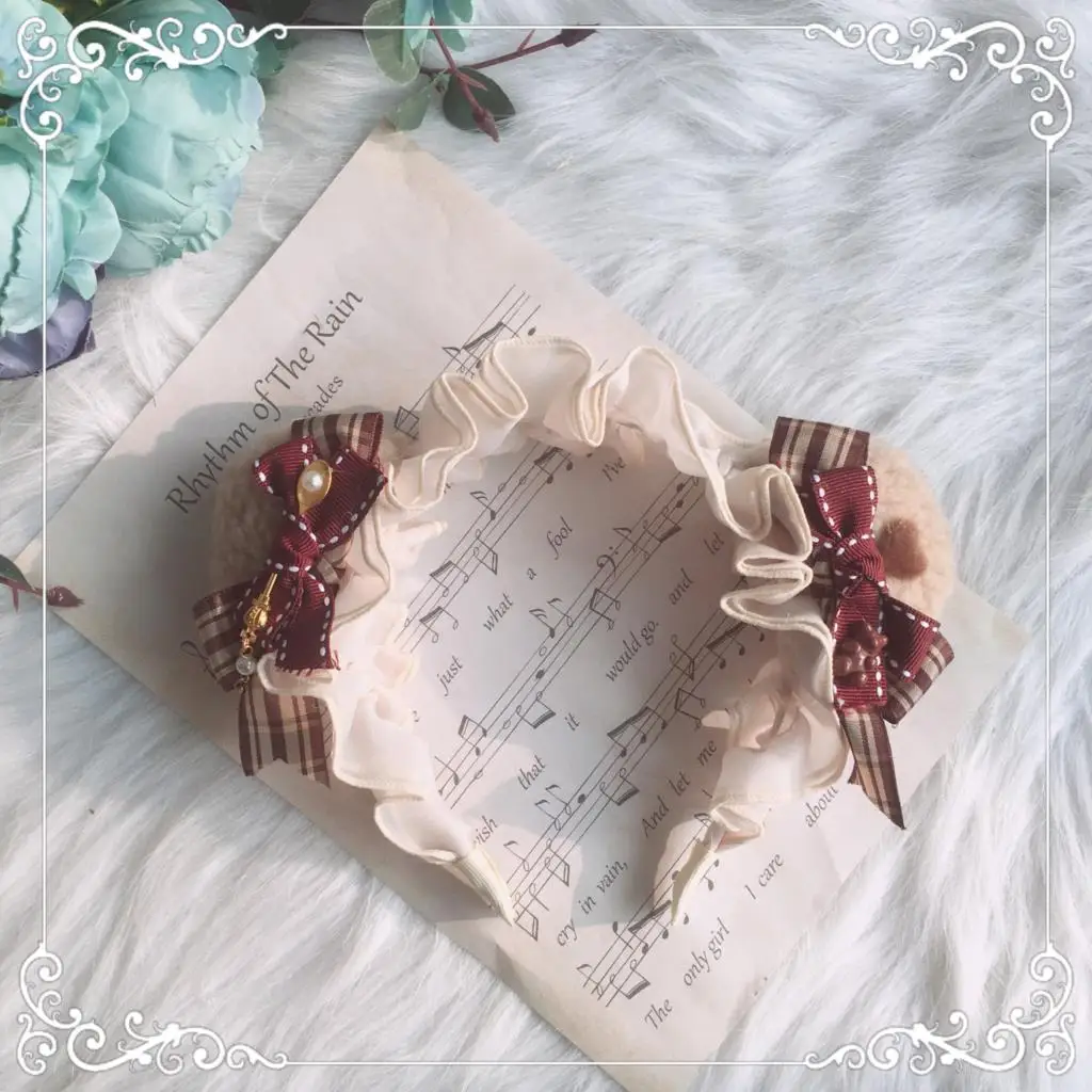 Original homemade Lolita elements bear ear hair hoop KC hand soft sister Lolita style