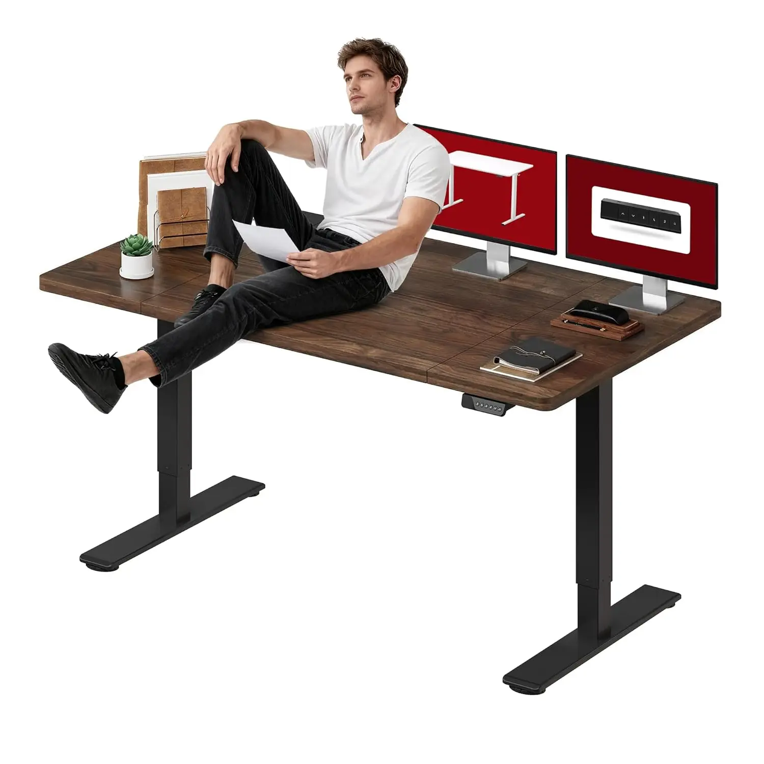 

Dual Motor Electric Standing Desk 71 x 32 Inches, Height Adjustable Sit Stand Desk with Large Splice Board for Home, Customized