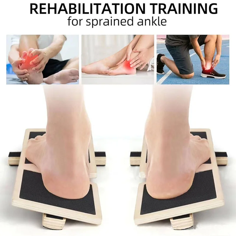 Single Leg Balance Board Wooden Foot Strengthener Trainer Anti Slip Wobble Board for Sprained Ankle Stability Exercises Posture