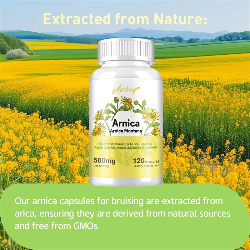 Arnica Capsules - Natural Pain, Bruising & Swelling Relief - Non-GMO