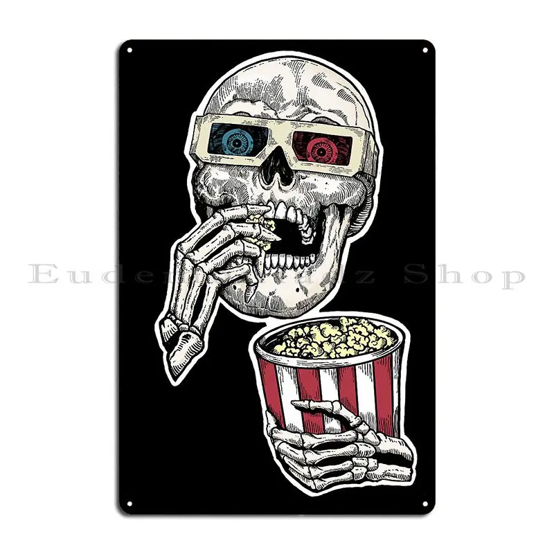 3d Skull And Popcorn Metal Plaque Poster Party Home Garage Design Design Tin Sign Poster